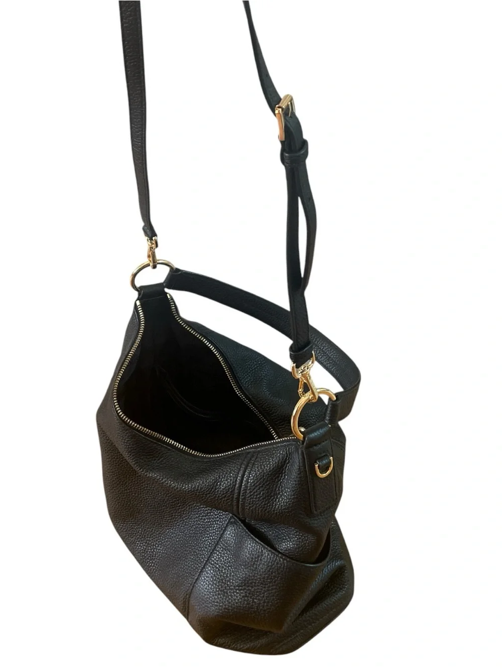 Michael Kors Bedford Convertible Hobo Bag Black Pebbled Leather Crossbody